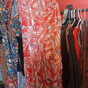 Tropical Red and White Dress